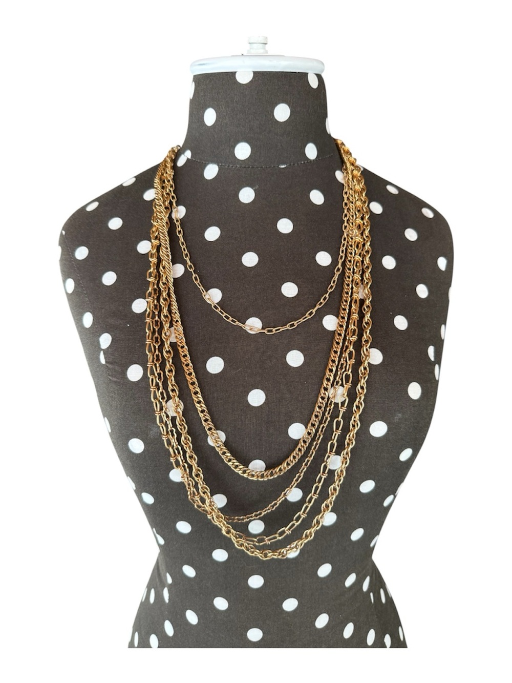 Vintage Gold-Tone Layered Multi-Chain Necklace 24”